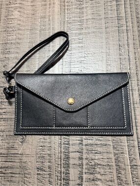 Dooney & Bourke Black Envelope Wristlet Wallet with Gold Accent